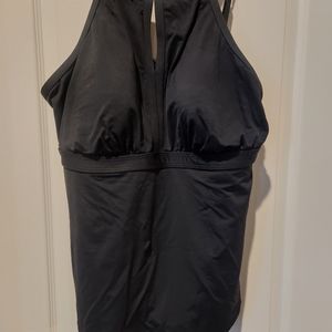 Land's End Women's keyhole high neck tankini swim suit top